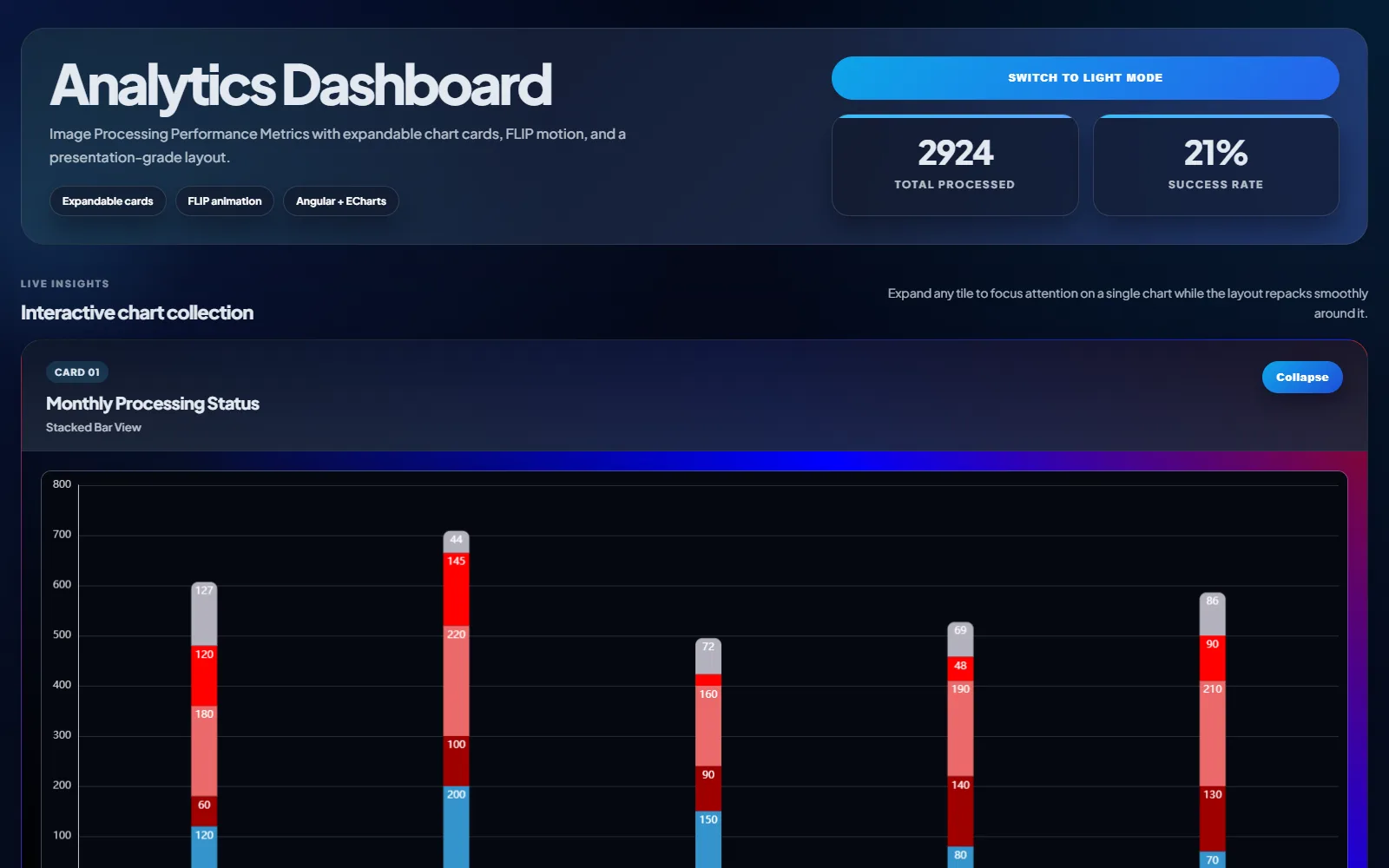 Screenshot of ECharts Dashboard Implementation